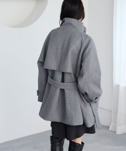 2WAY シャギーメルトン ミドル丈トレンチコート MONO-MART│MONO-MART