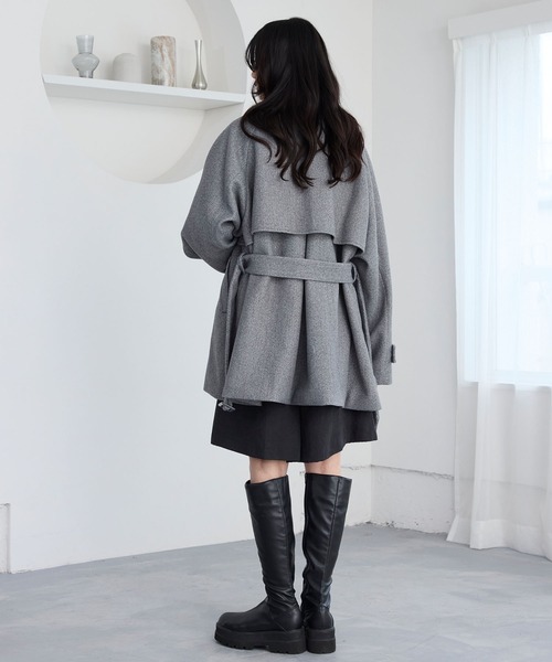 2WAY シャギーメルトン ミドル丈トレンチコート MONO-MART│MONO-MART
