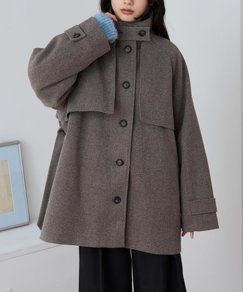 極美品 ラボドゥジェム メルトン ジャケット コート ショートコート シャギー 2WAY シャギーメルトン ミドル丈トレンチコート MONO-MART│MONO-MART
