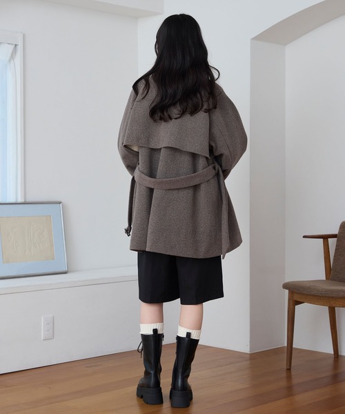 2WAY シャギーメルトン ミドル丈トレンチコート MONO-MART│MONO-MART