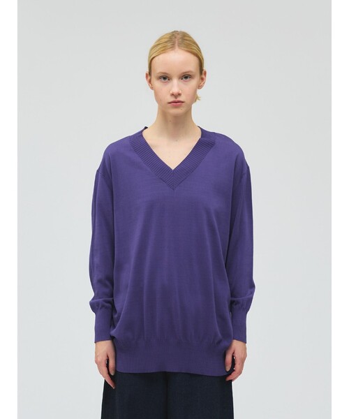 mizuiroind(ミズイロインド)の「mizuiro ind Vネックワイドプルオーバー(ニット/セーター・レディース・ブラック/アイボリー/ネイビー/パープル・FREE)」の4枚目の写真