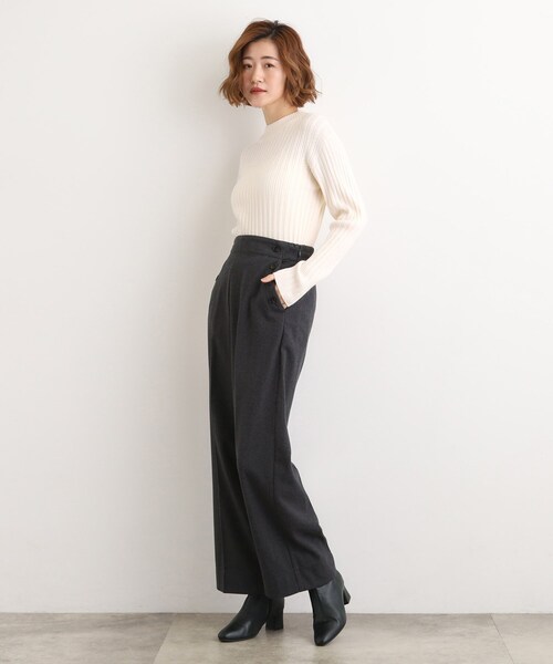 grove（グローブ）の「【洗える/あったか】美シルエットなマリンワイドパンツ（その他パンツ・レディース・チャコール/ベージュ系その他7/ブラック系1/グレー系3・02/03/01/04/05）」の10枚目の写真
