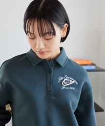NIKE | ナイキ スポーツウェア フェニックス フリース ウィメンズ ルーズカラー プルオーバー トップ / Nike Sportswear Phoenix Fleece Women's Loose Collared Pull-Over Top IM7487-390 Seaweed(ポロシャツ)