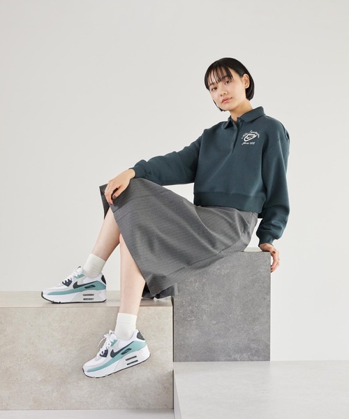 NIKE(ナイキ)の「ナイキ スポーツウェア フェニックス フリース ウィメンズ ルーズカラー プルオーバー トップ / Nike Sportswear Phoenix Fleece Women's Loose Collared Pull-Over Top IM7487-390 Seaweed(ポロシャツ・レディース・ダークグリーン・L/S/M/XS/XL)」の7枚目の写真