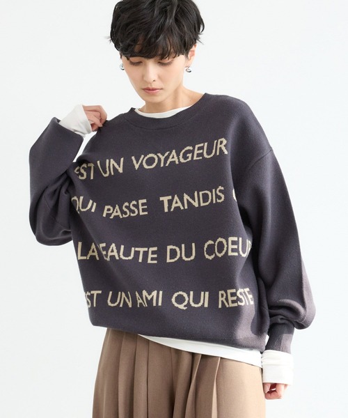 BARNYARDSTORM（バンヤードストーム）の「BARNYARDSTORM / 2WAYレターロゴニット（ニット/セーター・レディース・グレー/グリーン/ネイビー・FREE）」の3枚目の写真