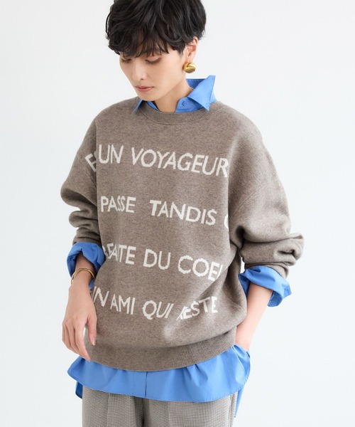 BARNYARDSTORM（バンヤードストーム）の「BARNYARDSTORM / 2WAYレターロゴニット（ニット/セーター・レディース・グレー/グリーン/ネイビー・FREE）」の2枚目の写真