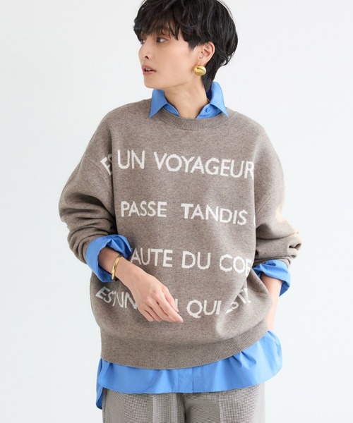 BARNYARDSTORM（バンヤードストーム）の「BARNYARDSTORM / 2WAYレターロゴニット（ニット/セーター・レディース・グレー/グリーン/ネイビー・FREE）」の5枚目の写真