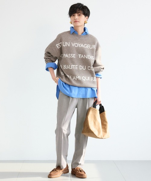 BARNYARDSTORM（バンヤードストーム）の「BARNYARDSTORM / 2WAYレターロゴニット（ニット/セーター・レディース・グレー/グリーン/ネイビー・FREE）」の6枚目の写真