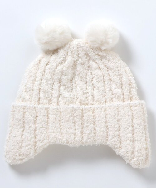 apres les cours(アプレレクール)の「ポンポンベビーニット帽(ニットキャップ/ビーニー・キッズ・アイボリー・48)」の2枚目の写真