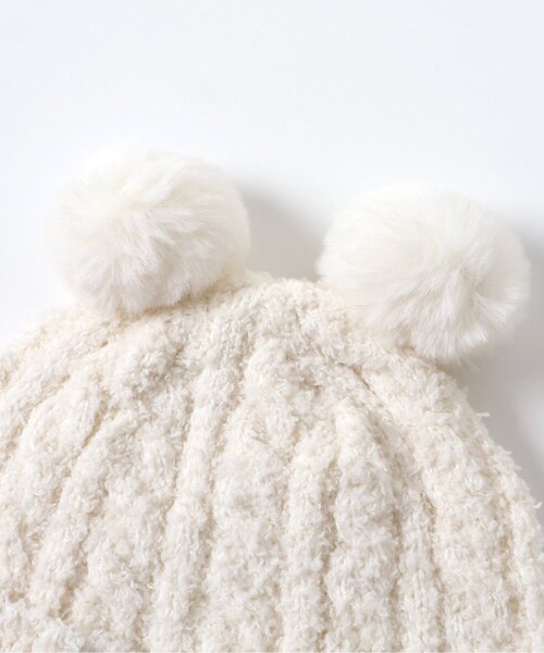 apres les cours(アプレレクール)の「ポンポンベビーニット帽(ニットキャップ/ビーニー・キッズ・アイボリー・48)」の3枚目の写真