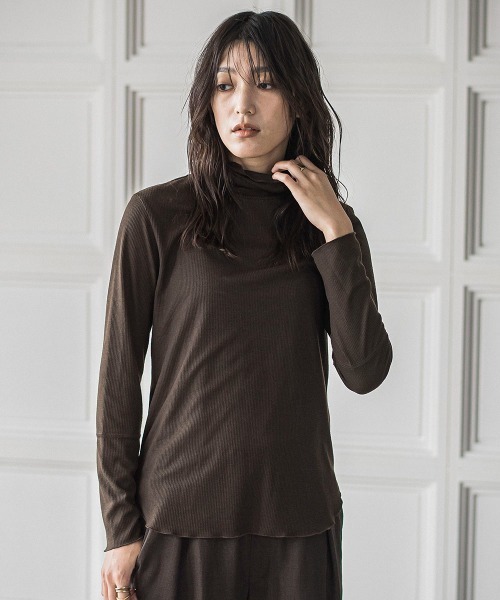 MAYSON GREY（メイソングレイ）の「メランジリブタートルネックプルオーバー≪手洗い可能≫（Tシャツ/カットソー・レディース・チャコールグレー/オフホワイト/ブラック/ブラウン/ライトグレー・M）」の5枚目の写真