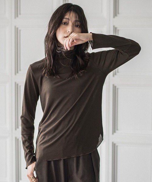 MAYSON GREY（メイソングレイ）の「メランジリブタートルネックプルオーバー≪手洗い可能≫（Tシャツ/カットソー・レディース・チャコールグレー/オフホワイト/ブラック/ブラウン/ライトグレー・M）」の11枚目の写真