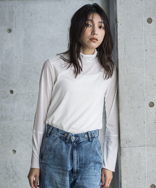 MAYSON GREY（メイソングレイ）の「メランジリブタートルネックプルオーバー≪手洗い可能≫（Tシャツ/カットソー・レディース・チャコールグレー/オフホワイト/ブラック/ブラウン/ライトグレー・M）」の7枚目の写真