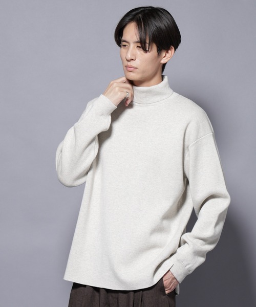 NANO universe（ナノユニバース）の「ミラノリブ　ワイドタートルネックニット（ニット/セーター・メンズ・チャコール/アイボリー/ブルー/ブラック・M/L）」の4枚目の写真