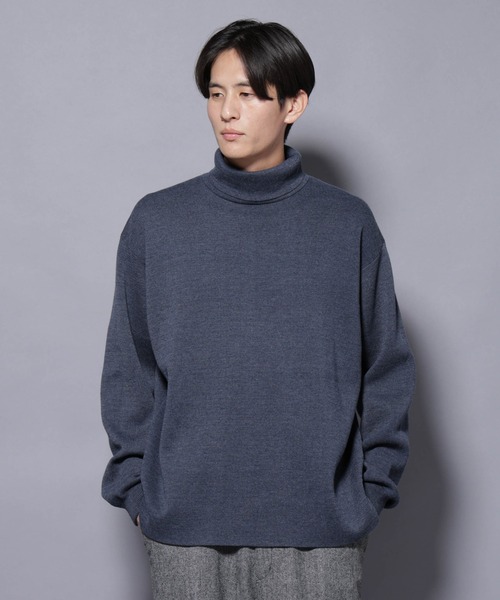 NANO universe（ナノユニバース）の「ミラノリブ　ワイドタートルネックニット（ニット/セーター・メンズ・チャコール/アイボリー/ブルー/ブラック・M/L）」の19枚目の写真