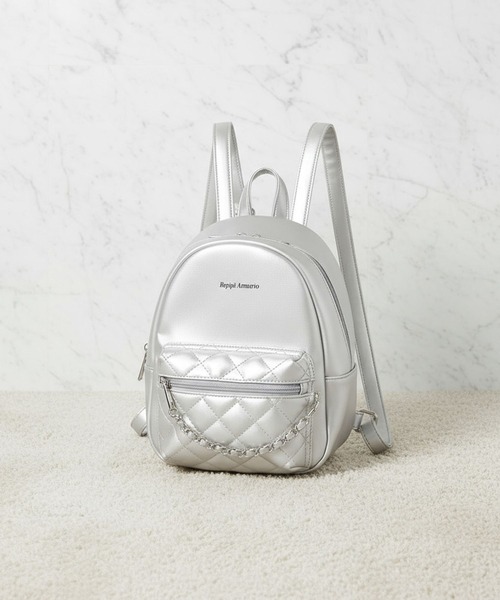 チェーンキルトフェイクレザーミニリュック（バックパック/リュック