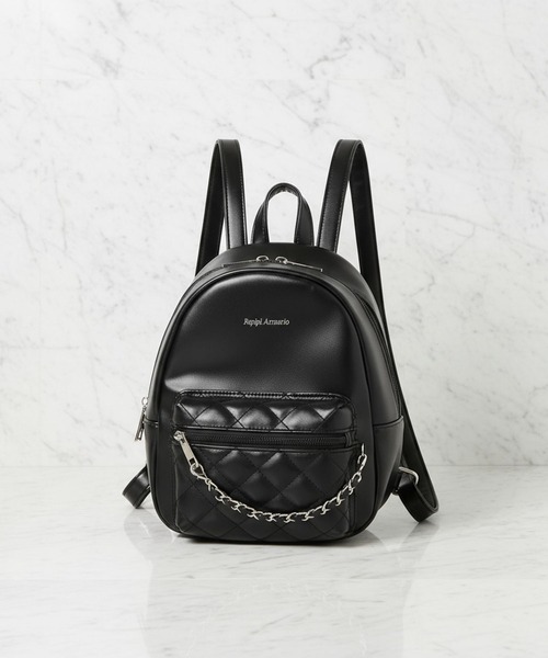 チェーンキルトフェイクレザーミニリュック（バックパック/リュック