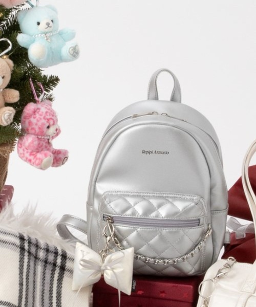 チェーンキルトフェイクレザーミニリュック（バックパック/リュック