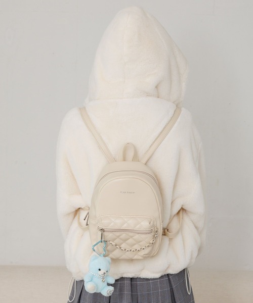 repipi armario（レピピ アルマリオ）の「チェーンキルトフェイクレザーミニリュック（バックパック/リュック・キッズ・シルバー/アイボリー/ブラック・ONESIZE）」の22枚目の写真