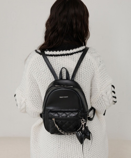 チェーンキルトフェイクレザーミニリュック（バックパック/リュック