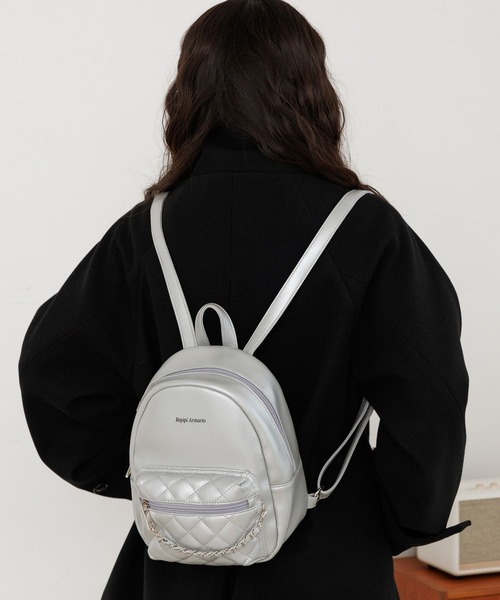 チェーンキルトフェイクレザーミニリュック（バックパック/リュック