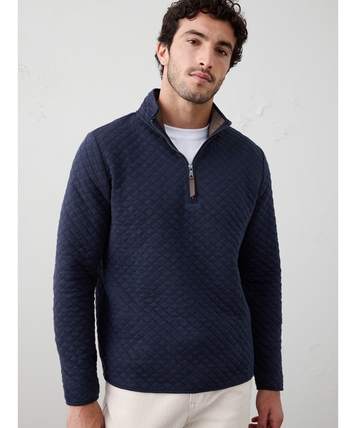 BANANA REPUBLIC FACTORY STORE(バナナリパブリック ファクトリーストア)の「◆BANANA REPUBLIC FACTORY STORE キルティング ニット ハーフジッププルオーバー(スウェット・メンズ・ネイビー/グレー/ブラック/ナチュラル/ワイン・S/M/L/XL)」の4枚目の写真