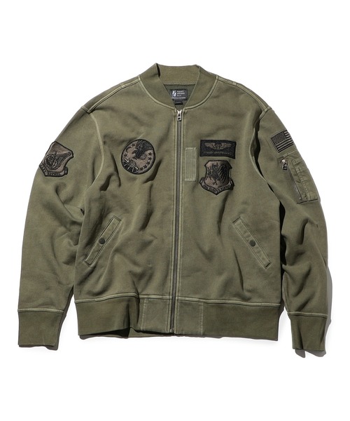 【未使用・タグ付き】Valley Apparel バレイアパレルパッチドMA-1 セール】ジャージパッチドMA-1パーカー（パーカー）｜Valley Apparel