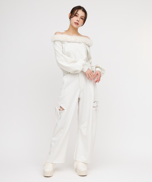 ROYAL PARTY(ロイヤルパーティー)の「ラメ裏毛カットアウトリボンパンツ(その他パンツ・レディース・オフホワイト/グレー/ブラック・FREE)」の17枚目の写真