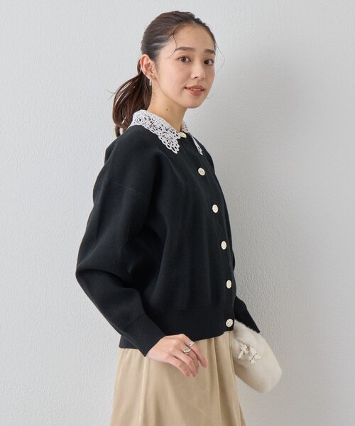 un dix cors（アンディコール）の「《大人フェミニンな雰囲気に》2WAYレース襟ボウタイカーデ（カーディガン/ボレロ・レディース・ブラウン/レッド/ブラック・FREE）」の14枚目の写真