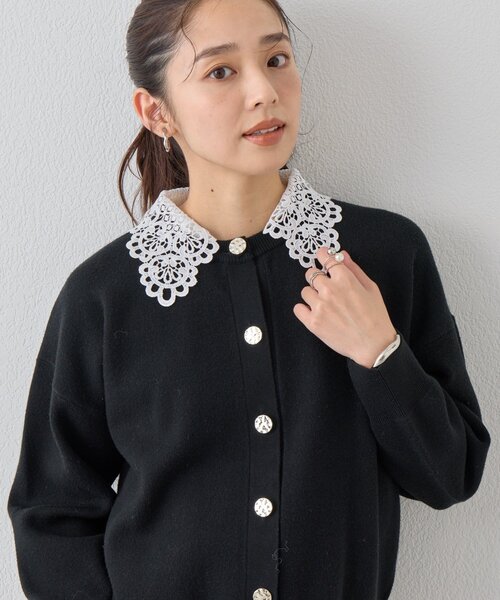 un dix cors（アンディコール）の「《大人フェミニンな雰囲気に》2WAYレース襟ボウタイカーデ（カーディガン/ボレロ・レディース・ブラウン/レッド/ブラック・FREE）」の16枚目の写真