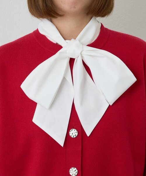 un dix cors（アンディコール）の「《大人フェミニンな雰囲気に》2WAYレース襟ボウタイカーデ（カーディガン/ボレロ・レディース・ブラウン/レッド/ブラック・FREE）」の7枚目の写真