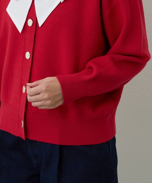 un dix cors（アンディコール）の「《大人フェミニンな雰囲気に》2WAYレース襟ボウタイカーデ（カーディガン/ボレロ・レディース・ブラウン/レッド/ブラック・FREE）」の9枚目の写真