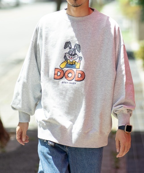DOD（ディーオーディー）の「ディーオーディー DOD シン・カレッジスウェットシャツ アウトドアカジュアル スウェットトレーナー（スウェット・メンズ・ブラック/グレー・M/L/XL）」の11枚目の写真