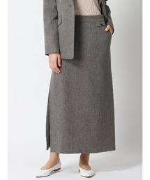SUIT SQUARE（スーツスクエア）の「CHANTOWA サイドボックスフレアスカート ウォッシャブル ツイードライクシャンブレー 織柄（スカート）」