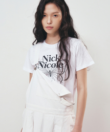 NICK&NICOLE（ニックアンドニコール）の「BUTTERFLY NICOLE LABEL SLIM TOP_WHITE BLACK（Tシャツ/カットソー・メンズ）」