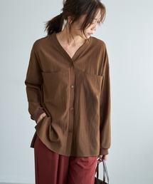 STYLE DELI（スタイルデリ）の「袖口リブの身頃がポケットVネックシャツ（シャツ/ブラウス）」