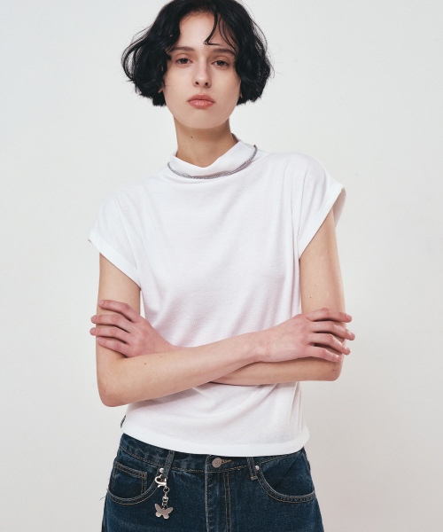 NICK&NICOLE(ニックアンドニコール)の「HALF NECK SLIM TOP_IVORY(Tシャツ/カットソー・レディース・その他・MEDIUM/LARGE)」の2枚目の写真