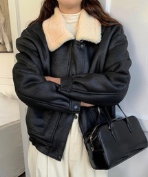 FUNdaysion(ファンデイション)のボア襟フェイクムートンジャケット(ムートンコート)