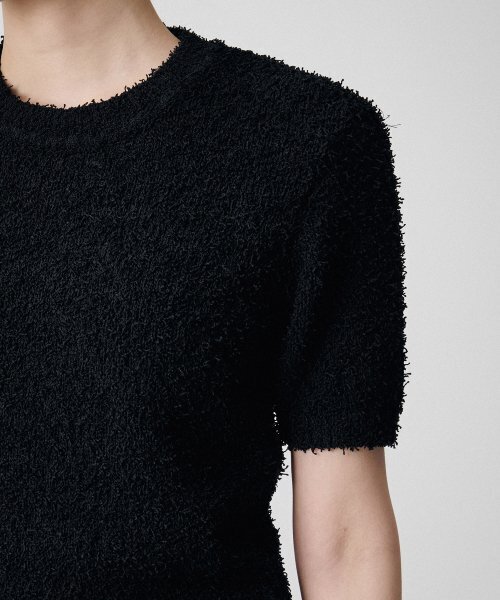 MUSINSA STANDARD WOMAN（ムシンサスタンダードウーマン）の「ウィメンズファンシーヤンクルーネック半袖ニット[ブラック]（ニット/セーター・レディース・その他・SMALL/MEDIUM/LARGE）」の5枚目の写真