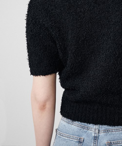 MUSINSA STANDARD WOMAN（ムシンサスタンダードウーマン）の「ウィメンズファンシーヤンクルーネック半袖ニット[ブラック]（ニット/セーター・レディース・その他・SMALL/MEDIUM/LARGE）」の6枚目の写真