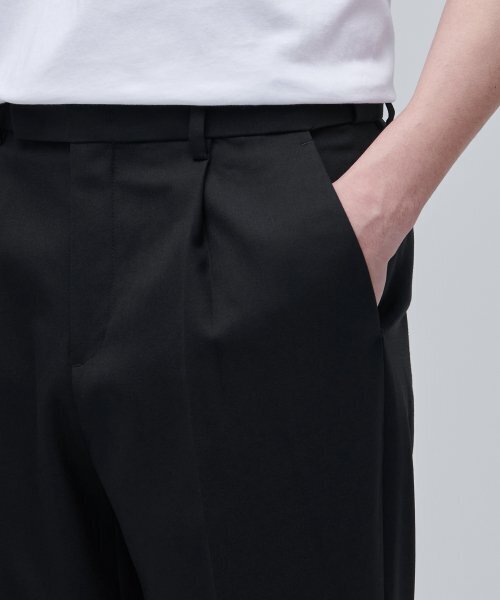 MUSINSA STANDARD（ムシンサスタンダード）の「ウールブレンドワイドヒドゥンバンディングスラックス[ブラック]（スラックス・メンズ・その他・29/30/31/33/26/27/28/40/38/36/34/32）」の10枚目の写真