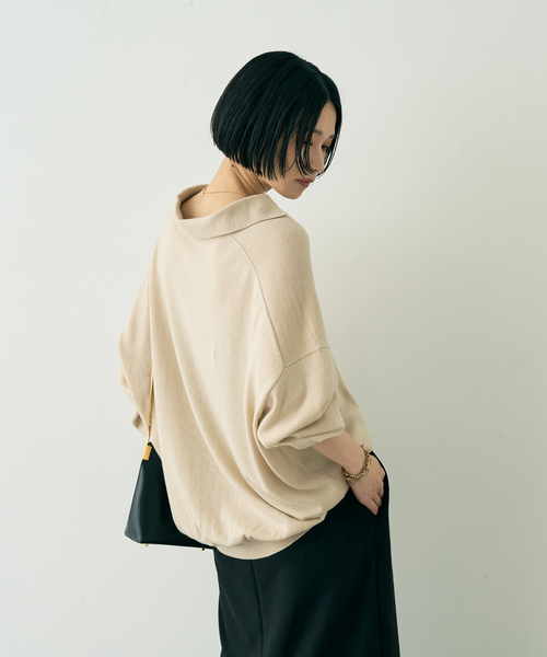 Rouge vif(ルージュヴィフ)の「カシミヤ混ウール襟付きスキッパーニット(ニット/セーター・レディース・ピンク/ベージュ/ブラウン・フリー)」の6枚目の写真