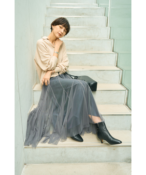 Rouge vif(ルージュヴィフ)の「カシミヤ混ウール襟付きスキッパーニット(ニット/セーター・レディース・ピンク/ベージュ/ブラウン・フリー)」の7枚目の写真