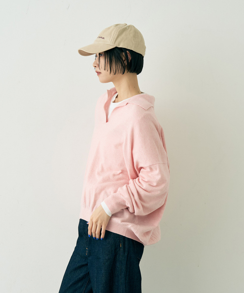 Rouge vif(ルージュヴィフ)の「カシミヤ混ウール襟付きスキッパーニット(ニット/セーター・レディース・ピンク/ベージュ/ブラウン・フリー)」の9枚目の写真