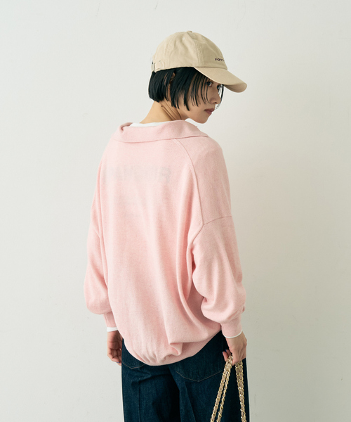 Rouge vif(ルージュヴィフ)の「カシミヤ混ウール襟付きスキッパーニット(ニット/セーター・レディース・ピンク/ベージュ/ブラウン・フリー)」の11枚目の写真