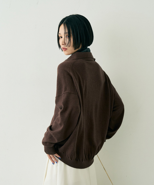 Rouge vif(ルージュヴィフ)の「カシミヤ混ウール襟付きスキッパーニット(ニット/セーター・レディース・ピンク/ベージュ/ブラウン・フリー)」の14枚目の写真