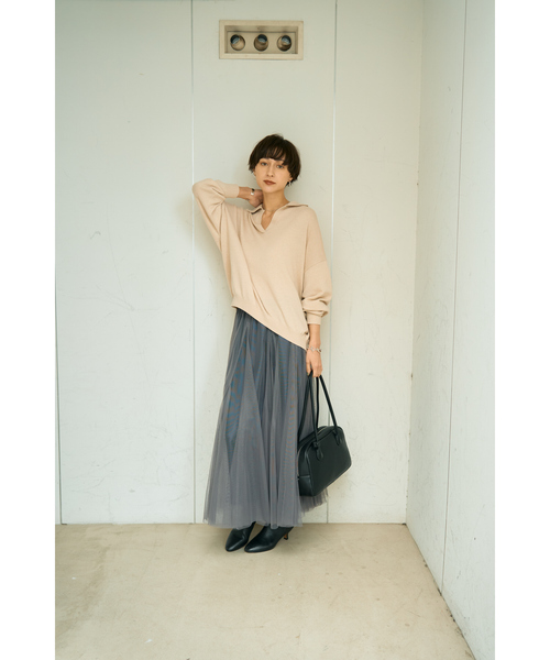Rouge vif(ルージュヴィフ)の「カシミヤ混ウール襟付きスキッパーニット(ニット/セーター・レディース・ピンク/ベージュ/ブラウン・フリー)」の15枚目の写真