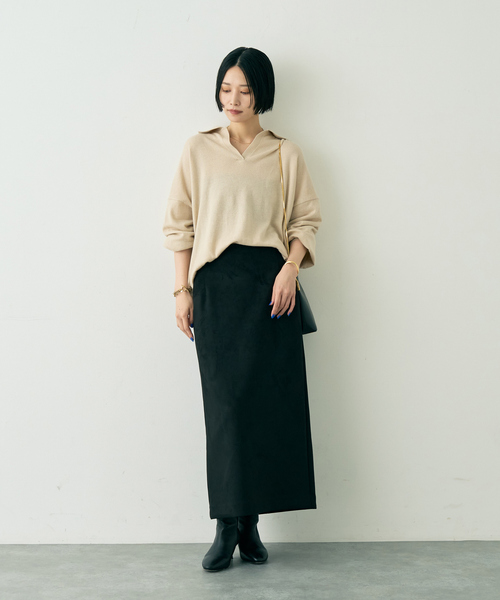 Rouge vif(ルージュヴィフ)の「カシミヤ混ウール襟付きスキッパーニット(ニット/セーター・レディース・ピンク/ベージュ/ブラウン・フリー)」の16枚目の写真