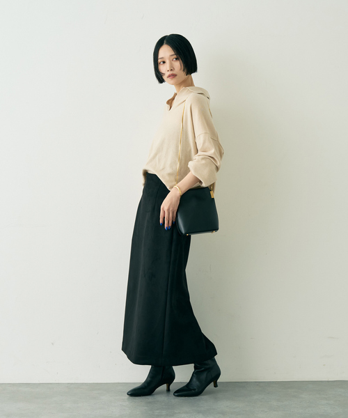 Rouge vif(ルージュヴィフ)の「カシミヤ混ウール襟付きスキッパーニット(ニット/セーター・レディース・ピンク/ベージュ/ブラウン・フリー)」の17枚目の写真