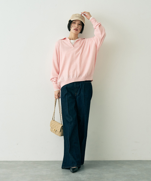 Rouge vif(ルージュヴィフ)の「カシミヤ混ウール襟付きスキッパーニット(ニット/セーター・レディース・ピンク/ベージュ/ブラウン・フリー)」の19枚目の写真